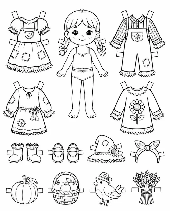 Storybook Dressup Paper Doll Colorings