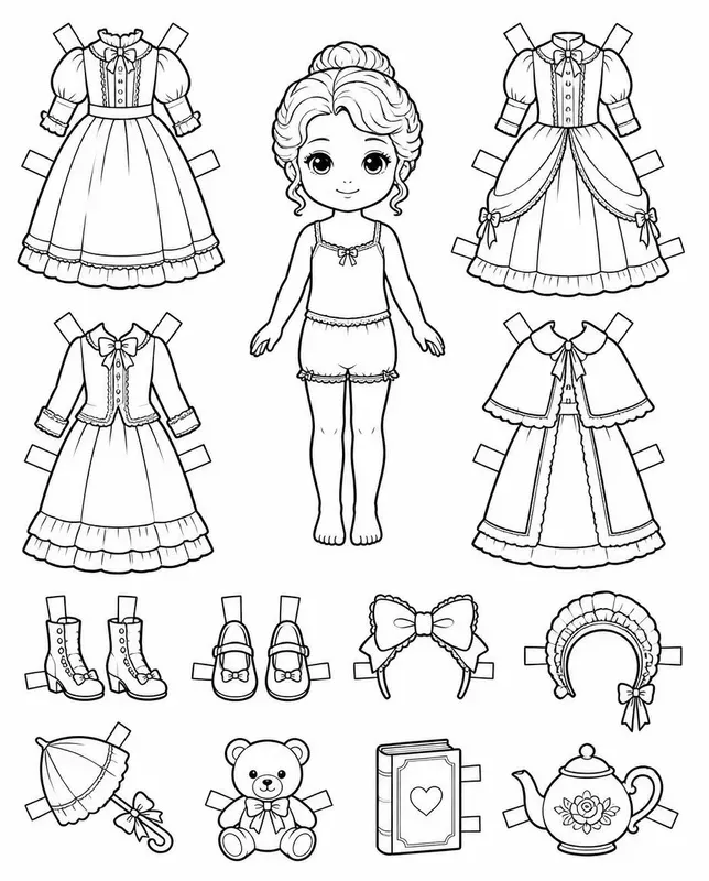 Storybook Dressup Paper Doll Colorings