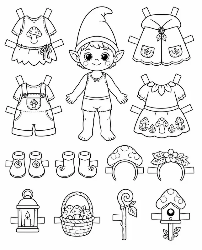 Storybook Dressup Paper Doll Colorings