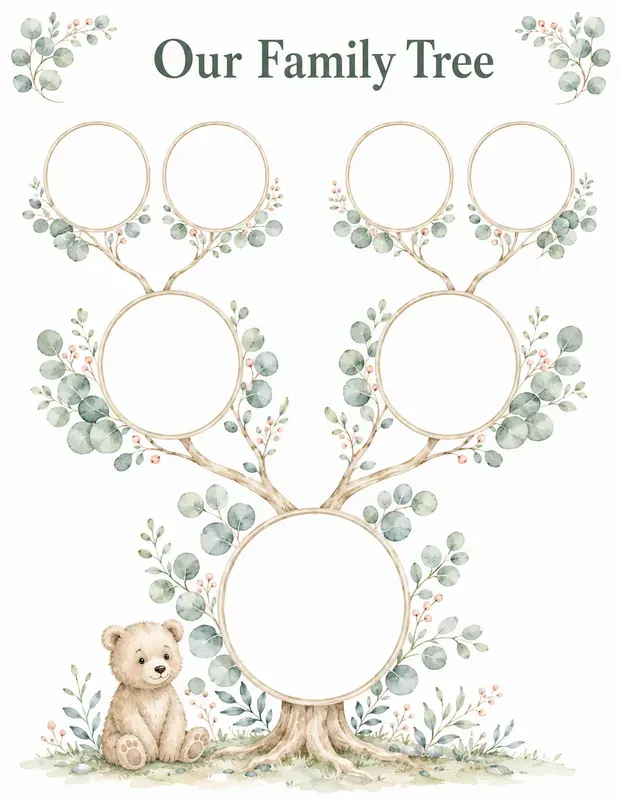 Woodland Baby Family Tree Keepsakes