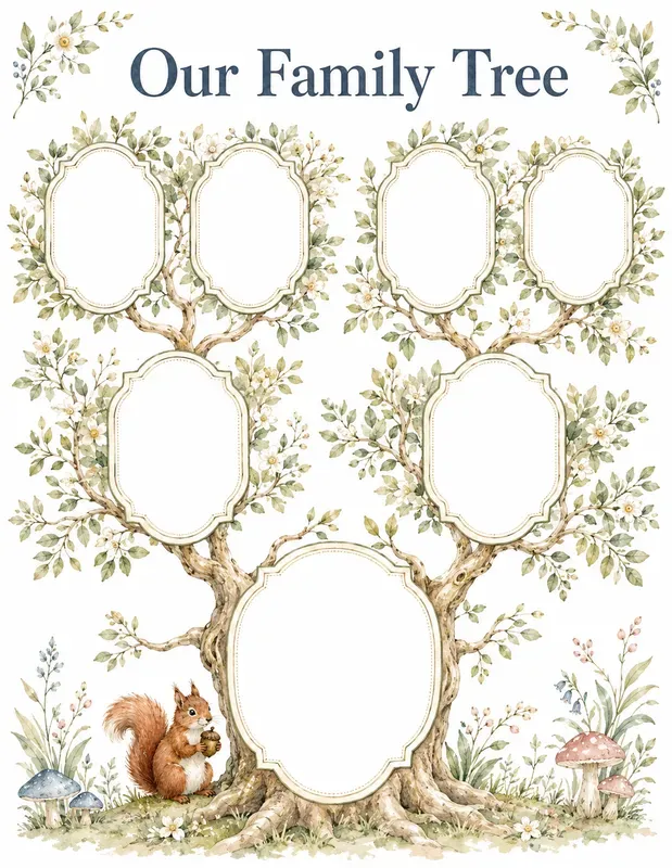 Woodland Baby Family Tree Keepsakes