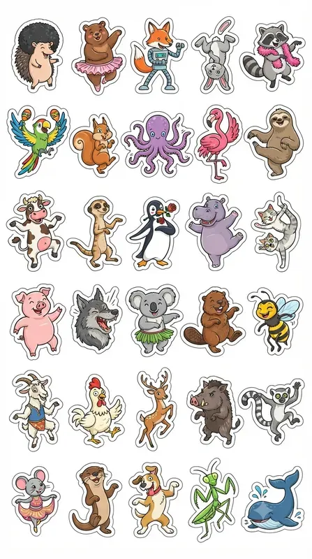 Funny Caricature Sticker Sheet Bundles