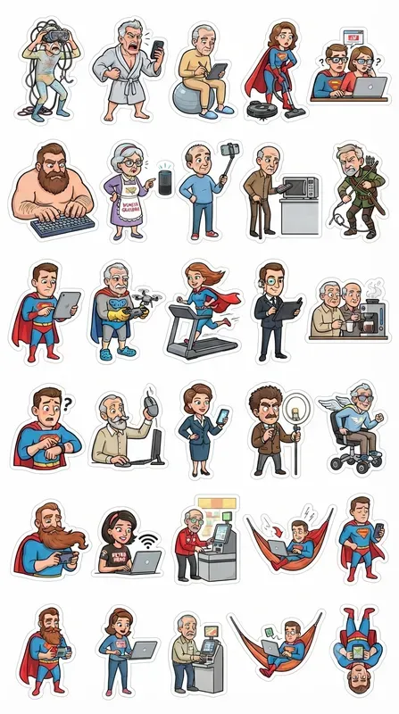 Funny Caricature Sticker Sheet Bundles
