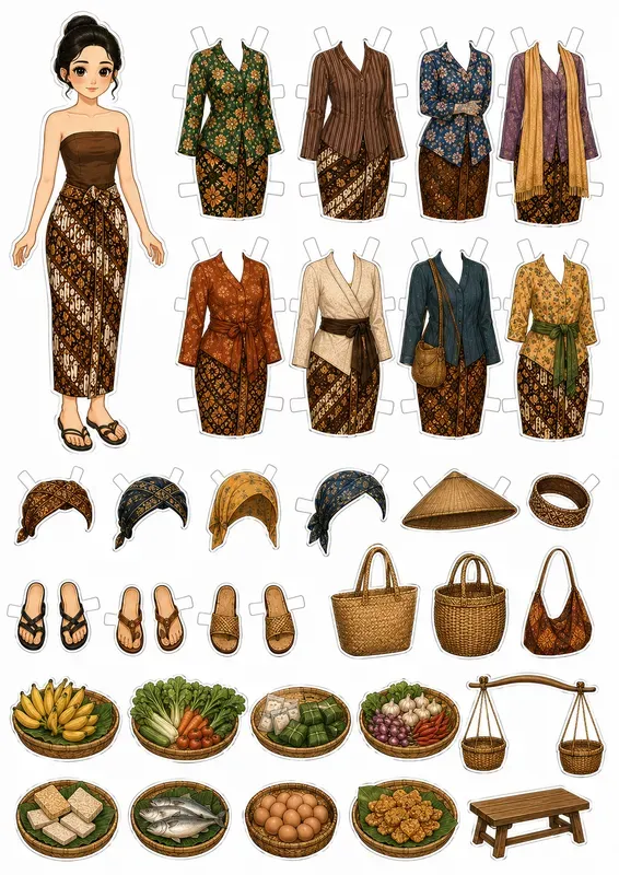 Javanese Dressup Paper Dolls