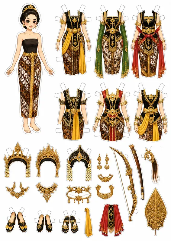Javanese Dressup Paper Dolls