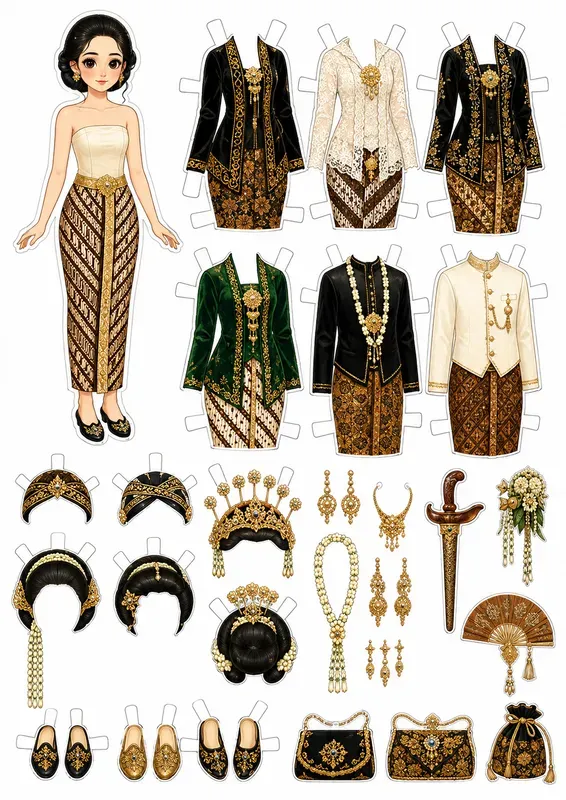 Javanese Dressup Paper Dolls