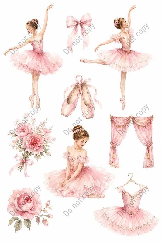 Watercolor Ballerina Clipart Sets