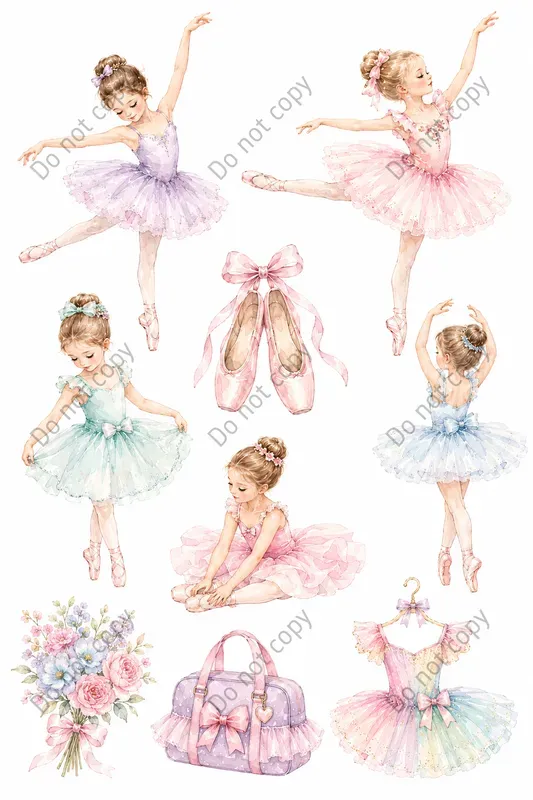 Watercolor Ballerina Clipart Sets