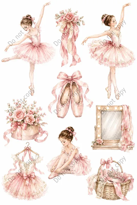 Watercolor Ballerina Clipart Sets