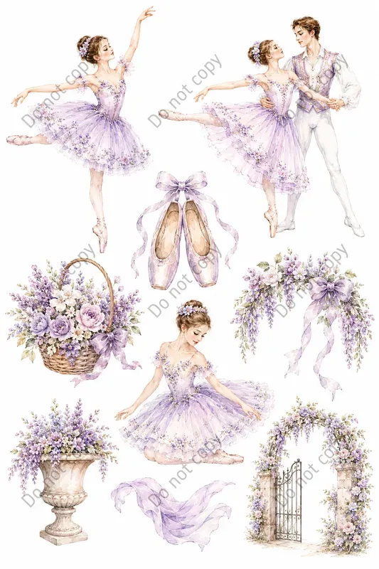 Watercolor Ballerina Clipart Sets