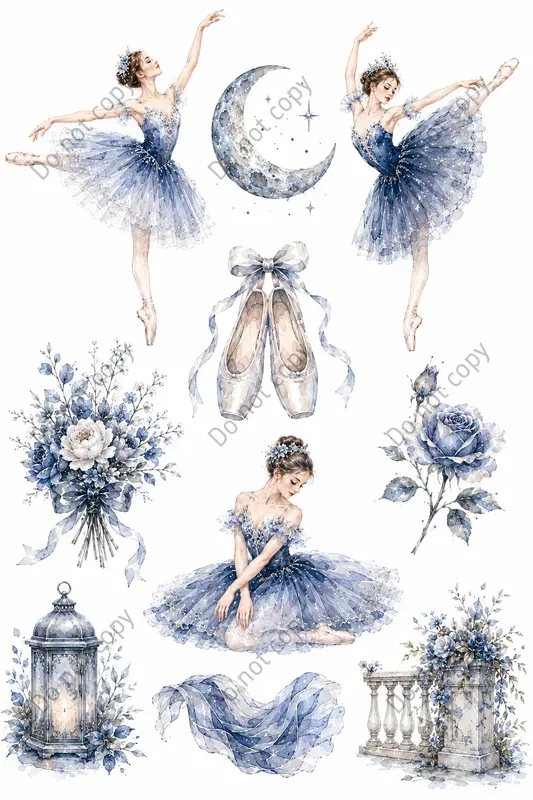 Watercolor Ballerina Clipart Sets