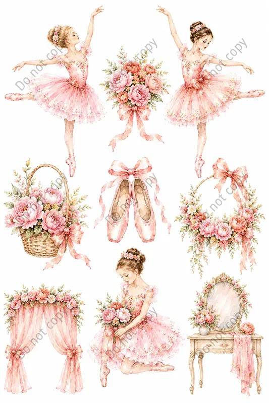 Watercolor Ballerina Clipart Sets