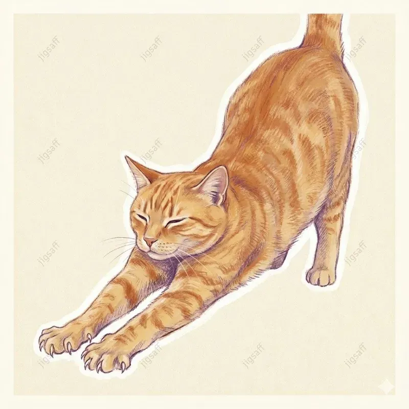 Ginger Cat Pastel Illustration Art
