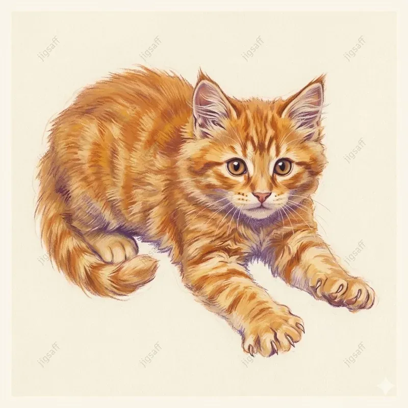 Ginger Cat Pastel Illustration Art