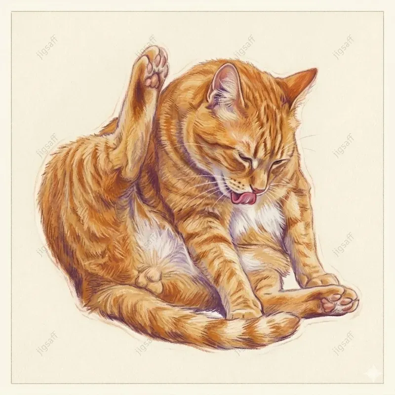 Ginger Cat Pastel Illustration Art
