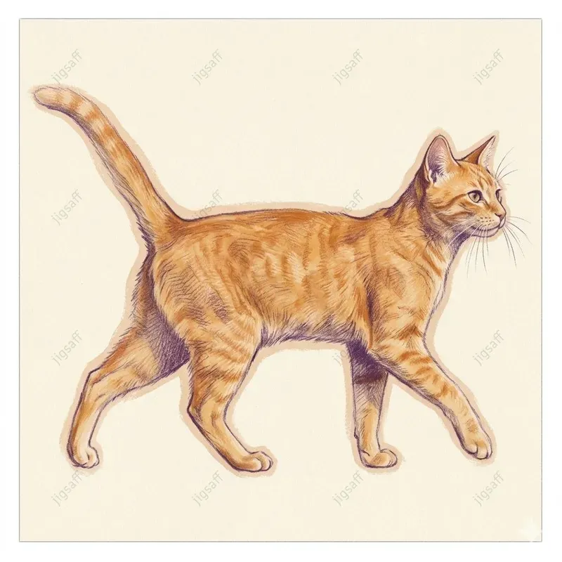 Ginger Cat Pastel Illustration Art