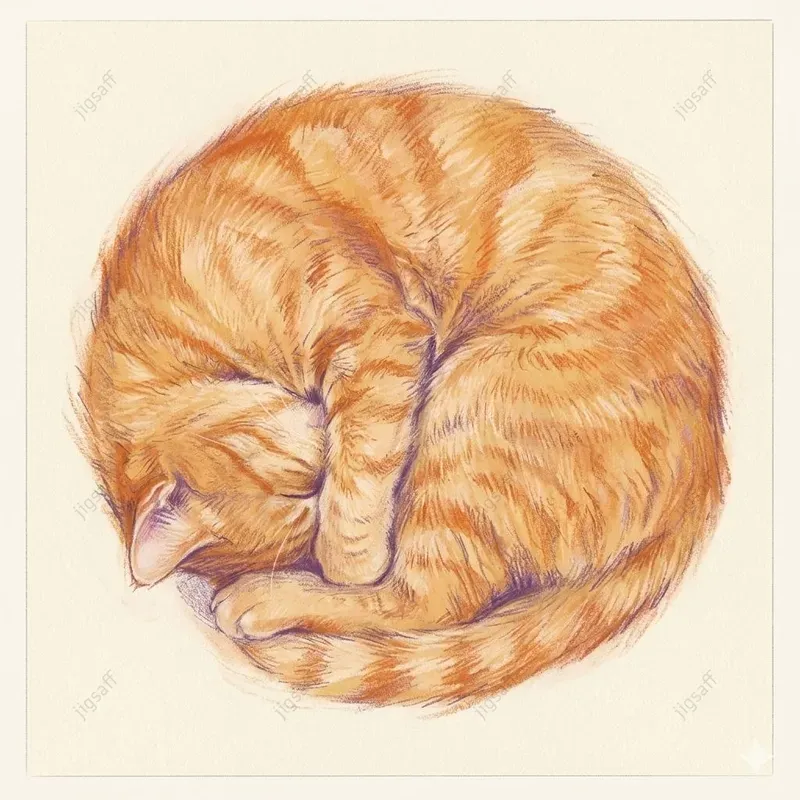 Ginger Cat Pastel Illustration Art