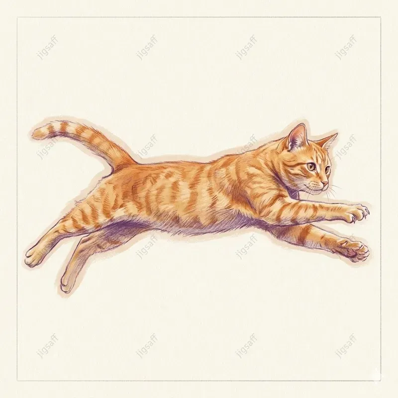Ginger Cat Pastel Illustration Art
