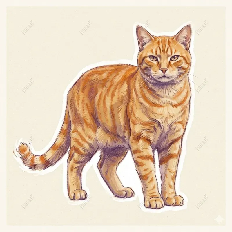 Ginger Cat Pastel Illustration Art