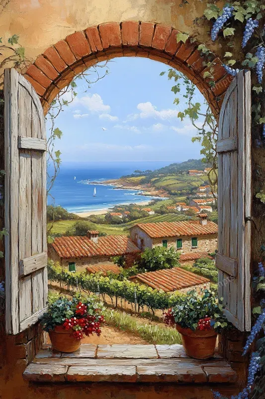 Open Window Mediterranean Coastal Art