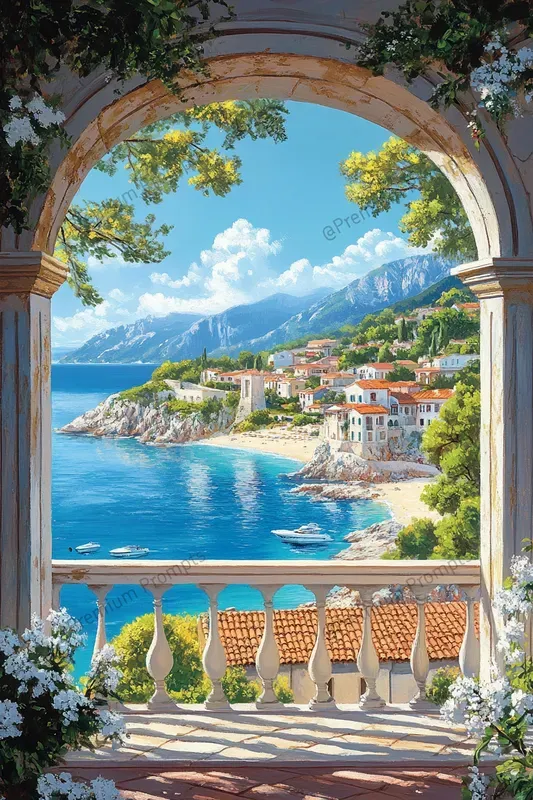 Open Window Mediterranean Coastal Art
