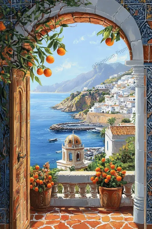 Open Window Mediterranean Coastal Art