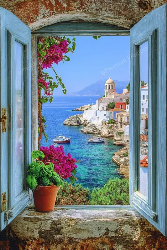Open Window Mediterranean Coastal Art