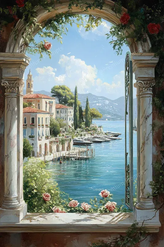 Open Window Mediterranean Coastal Art