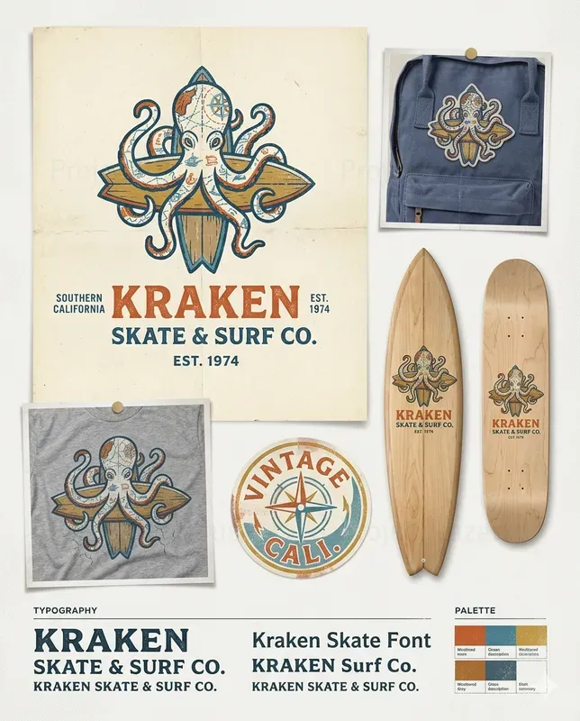 Vintage Surf And Skate Logo Systems