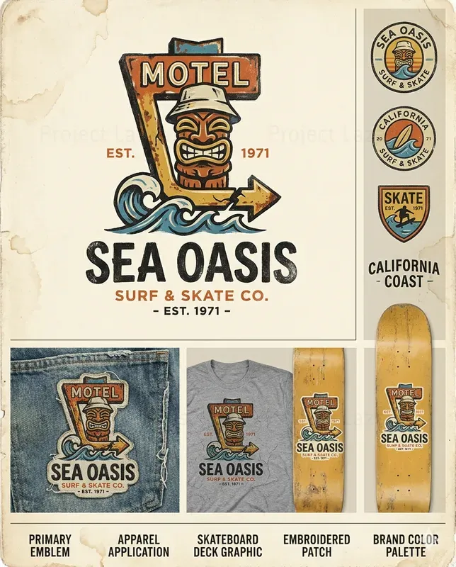 Vintage Surf And Skate Logo Systems