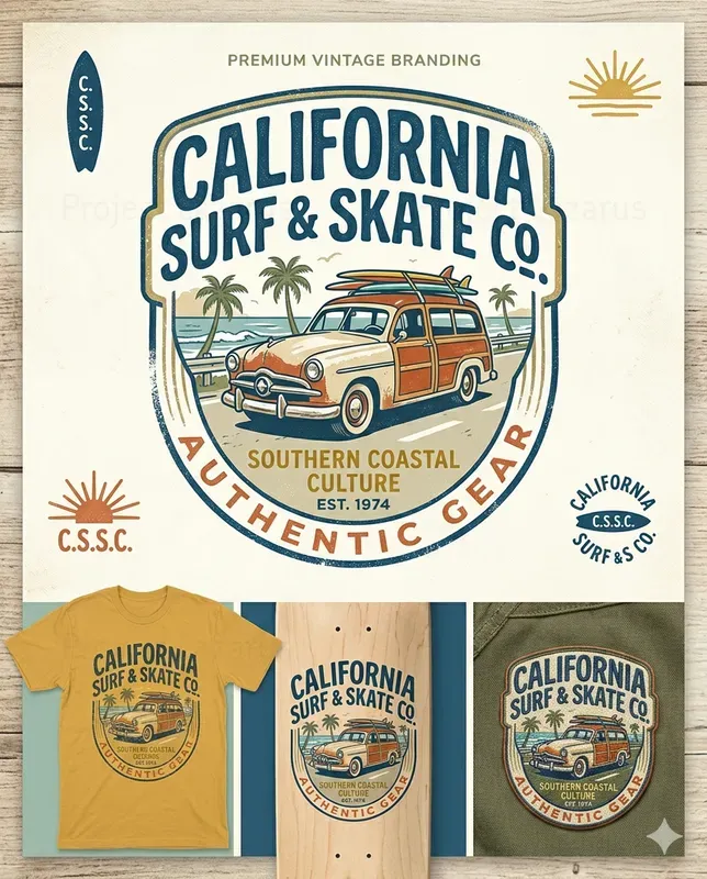 Vintage Surf And Skate Logo Systems
