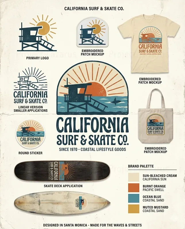 Vintage Surf And Skate Logo Systems