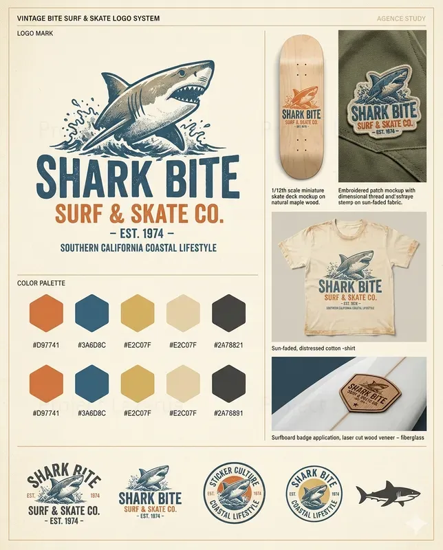 Vintage Surf And Skate Logo Systems