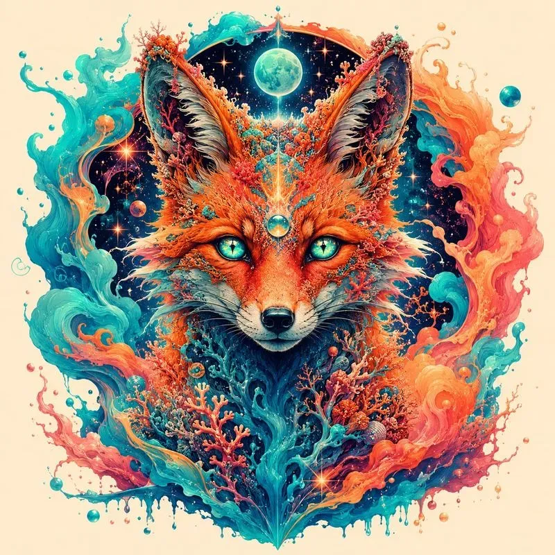 Cosmic Neon Animal Dreamscape Designs