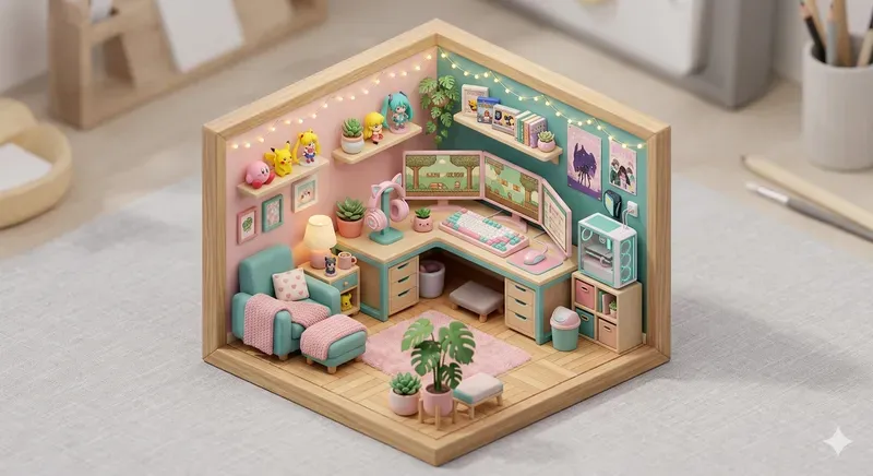 Kawaii 3D Isometric Miniature Rooms