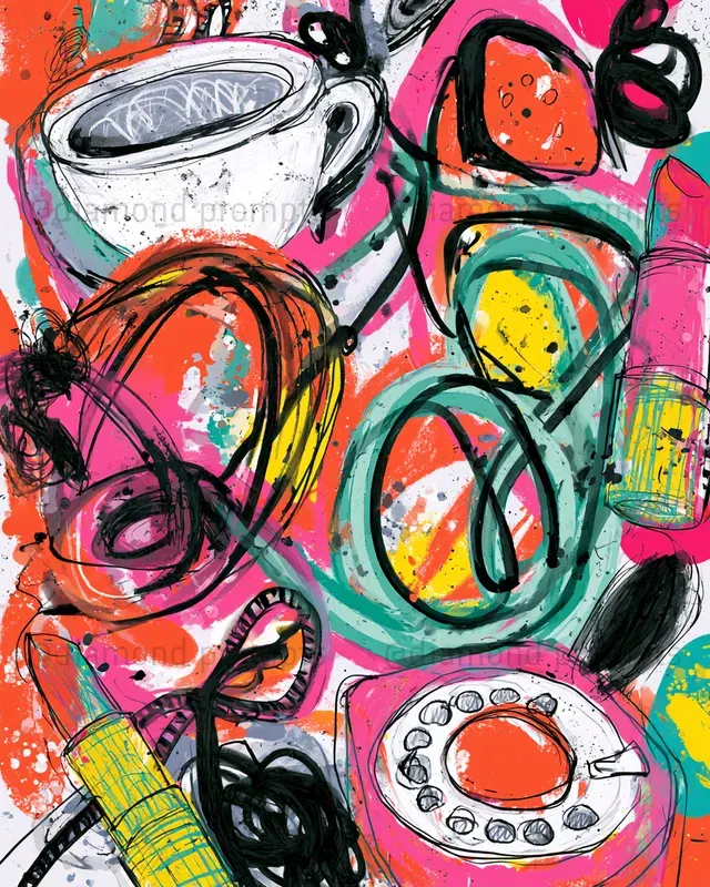 Chaotic Neon Doodle Art