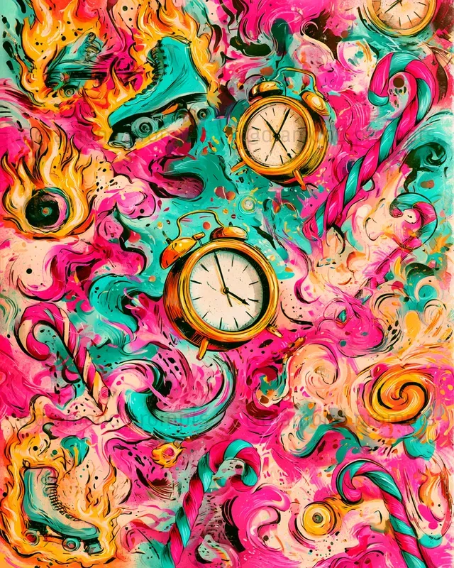 Chaotic Neon Doodle Art