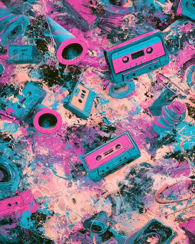 Chaotic Neon Doodle Art