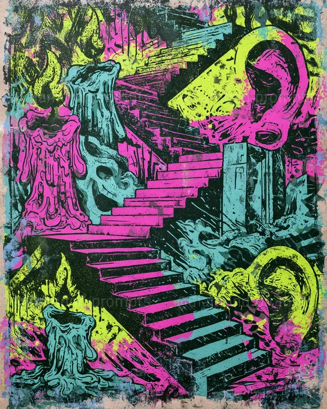 Chaotic Neon Doodle Art