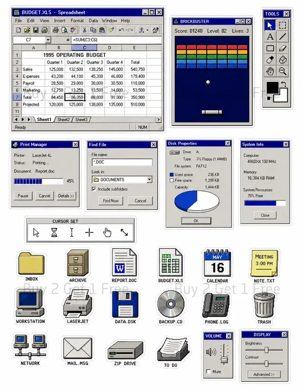 Computer Interface Fussy Cut Ephemera
