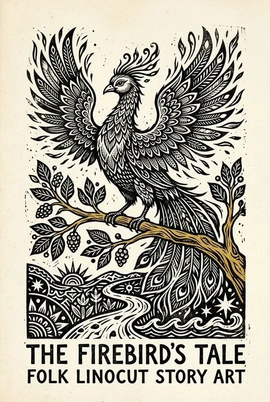 Folk Linocut Story Art