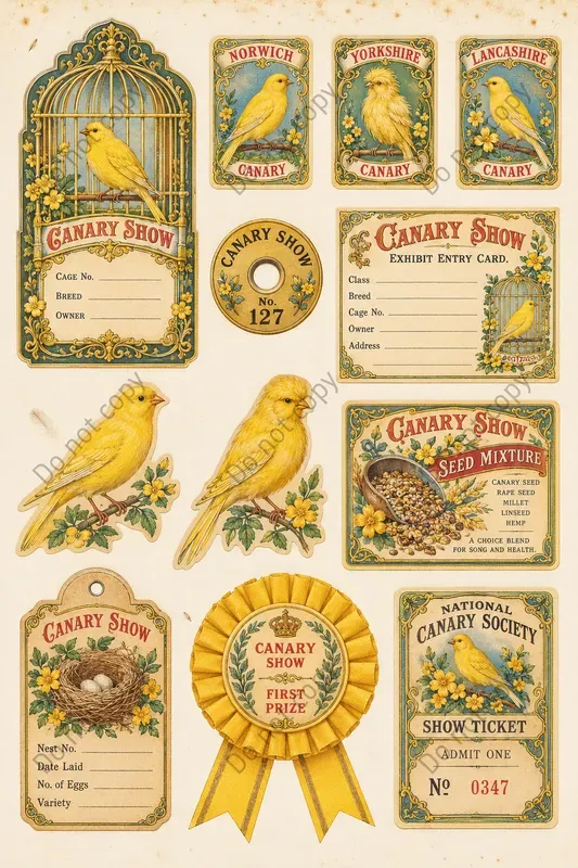 Songbird Aviary Ephemera Sheets