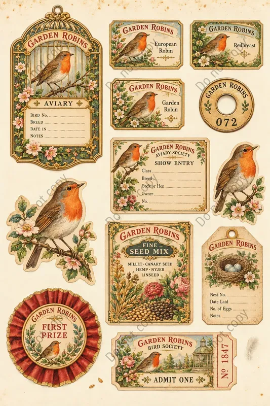 Songbird Aviary Ephemera Sheets