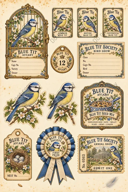Songbird Aviary Ephemera Sheets