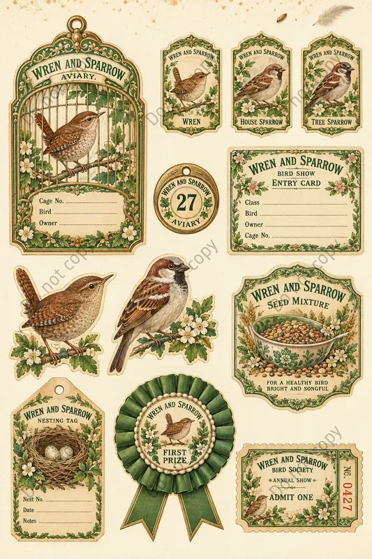 Songbird Aviary Ephemera Sheets