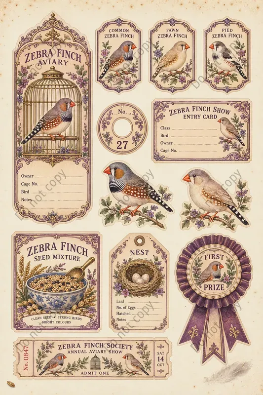 Songbird Aviary Ephemera Sheets