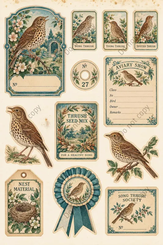Songbird Aviary Ephemera Sheets