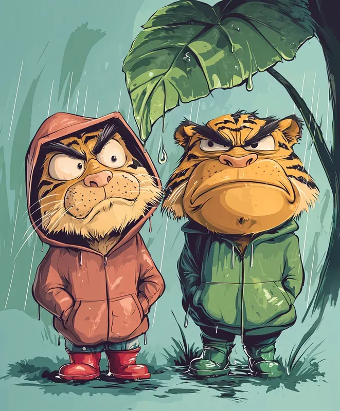 Cozy Animal Illustrations In The Rain