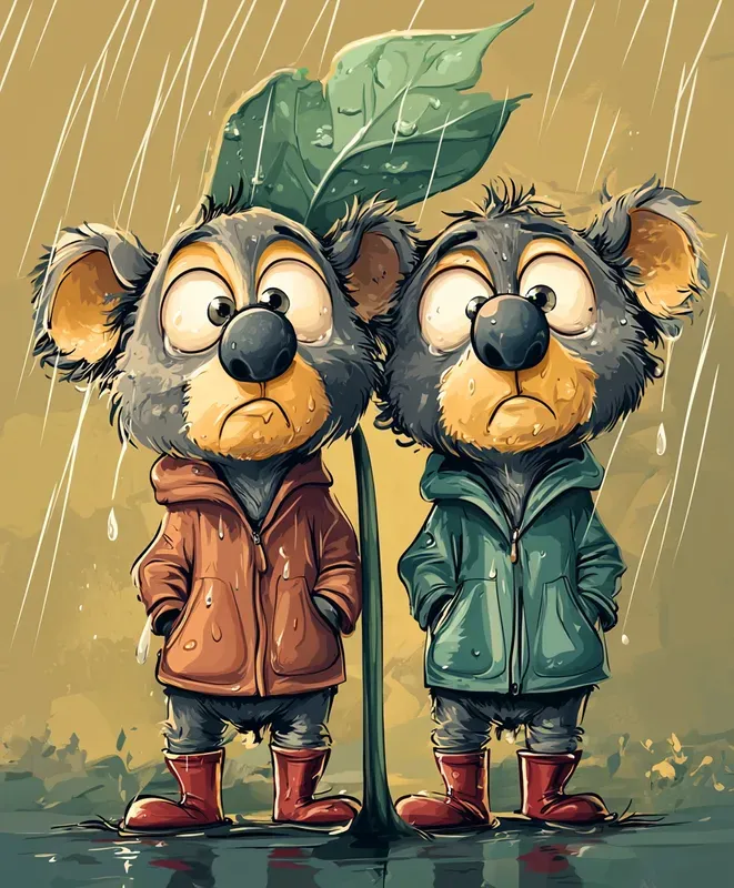 Cozy Animal Illustrations In The Rain