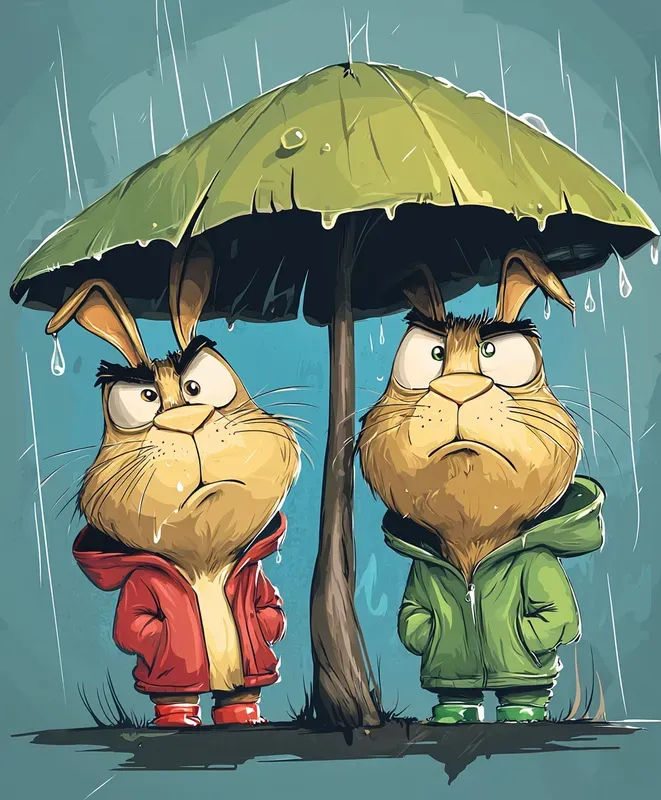 Cozy Animal Illustrations In The Rain